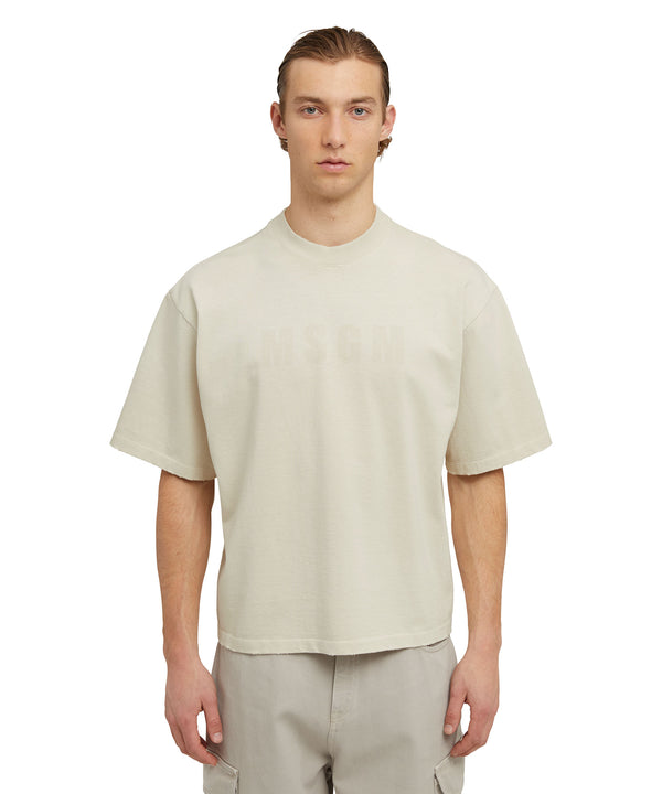 Cotton crewneck t-shirt with MSGM large print logo