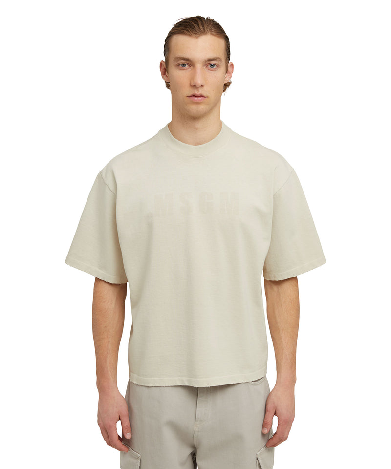 Cotton crewneck t-shirt with MSGM large print logo NUDE Men 