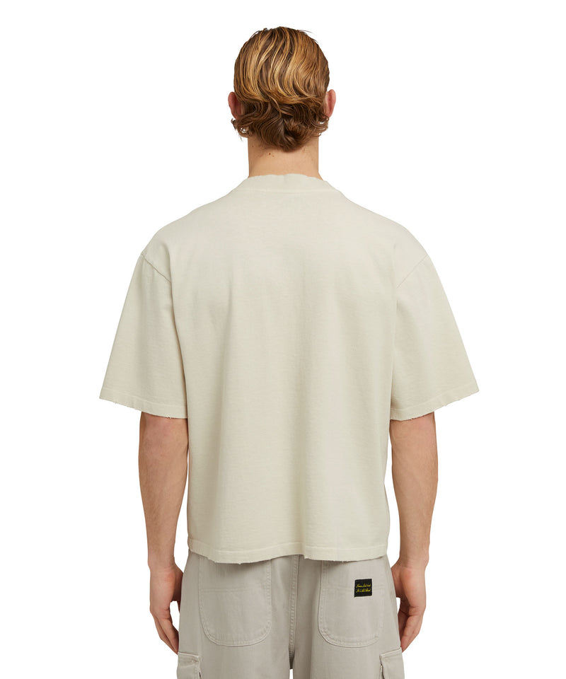 Cotton crewneck t-shirt with MSGM large print logo NUDE Men 