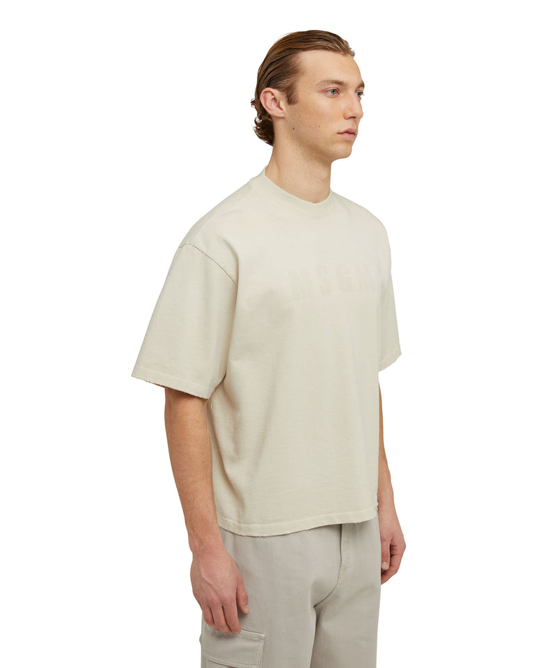 Cotton crewneck t-shirt with MSGM large print logo NUDE Men 