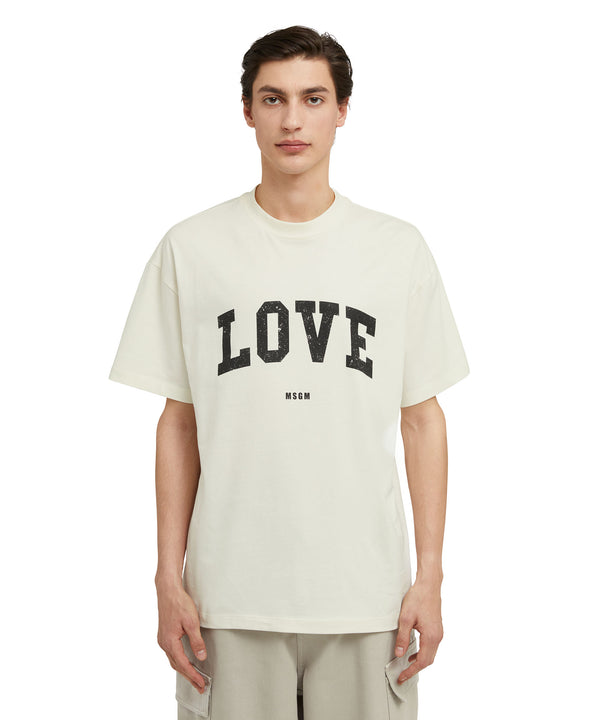 Cotton crewneck t-shirt with "Msgm Love College Print"