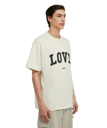 Cotton crewneck t-shirt with "Msgm Love College Print"