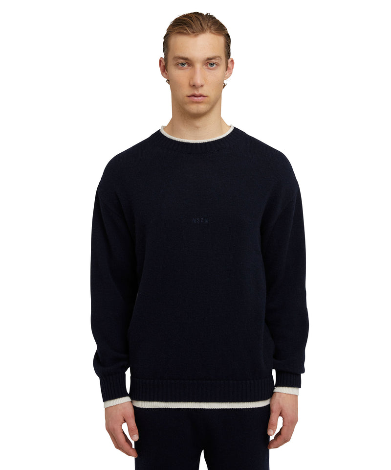 Cashmere blend crewneck sweater with MSGM embroidery WHITE/BLUE Men 