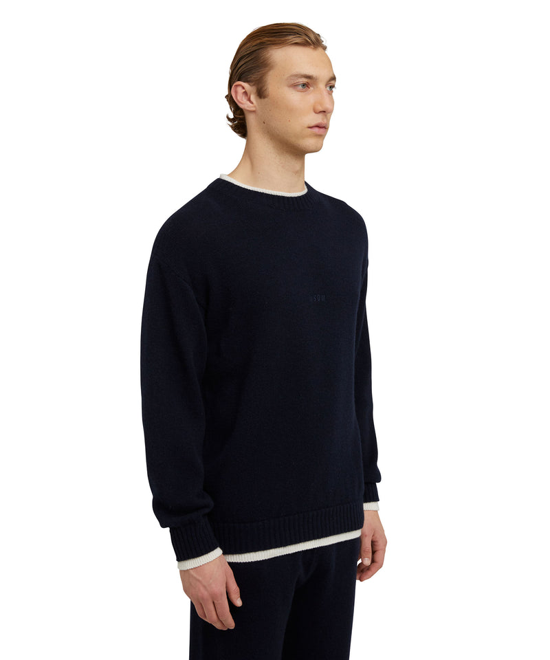 Cashmere blend crewneck sweater with MSGM embroidery WHITE/BLUE Men 