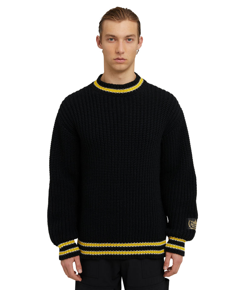 MSGM College Patch crewneck sweater BLACK Men 