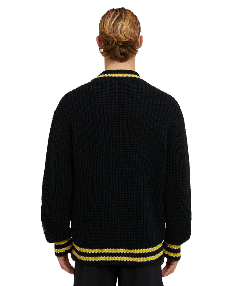 MSGM College Patch crewneck sweater BLACK Men 