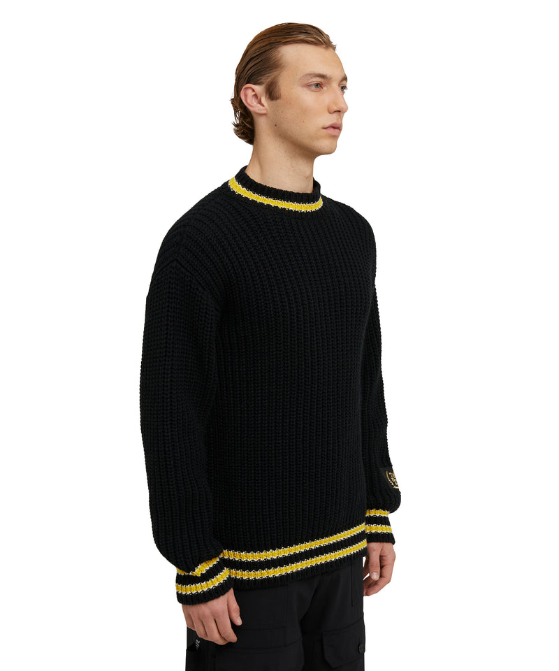 MSGM College Patch crewneck sweater BLACK Men 