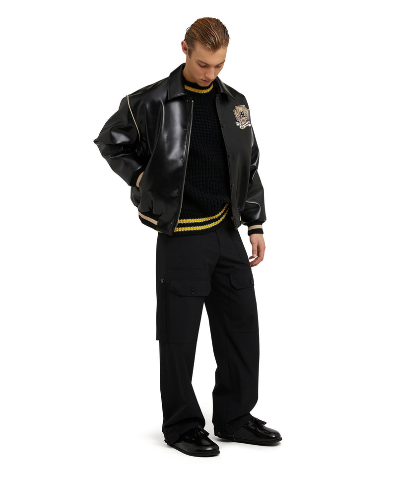 MSGM College Patch crewneck sweater BLACK Men 