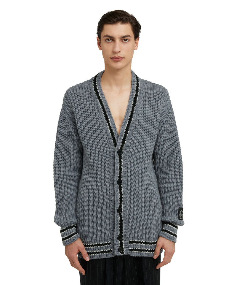 MSGM College Patch v-neck cardigan GREY Men 