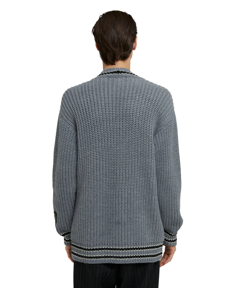 MSGM College Patch v-neck cardigan GREY Men 