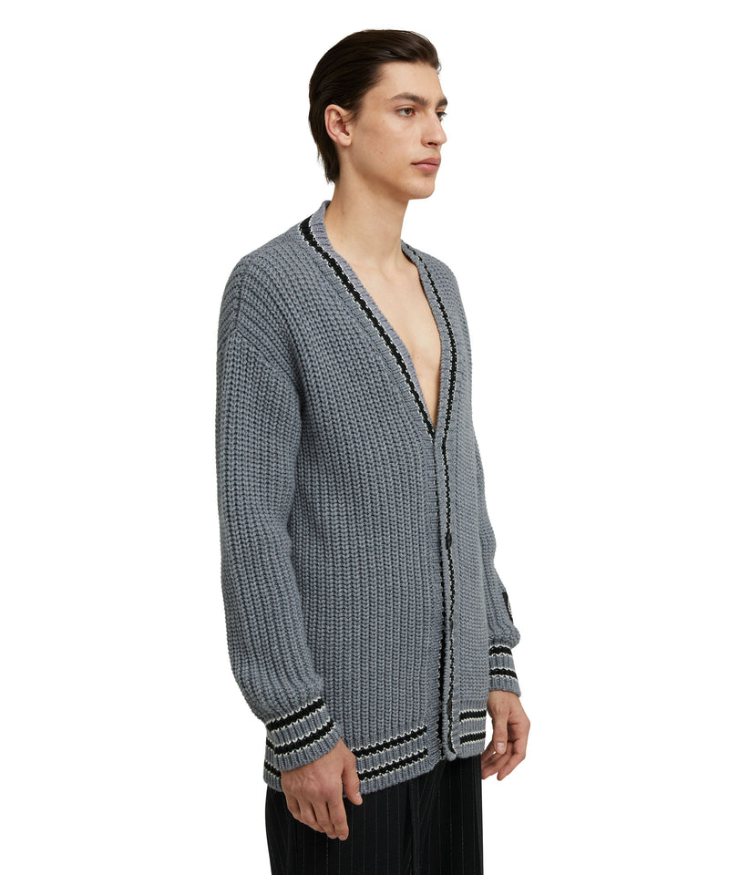 MSGM College Patch v-neck cardigan GREY Men 