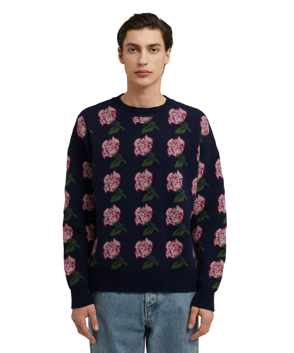 Crewneck sweater in  "MSGM Roses Wool blend Jacquard" fabric