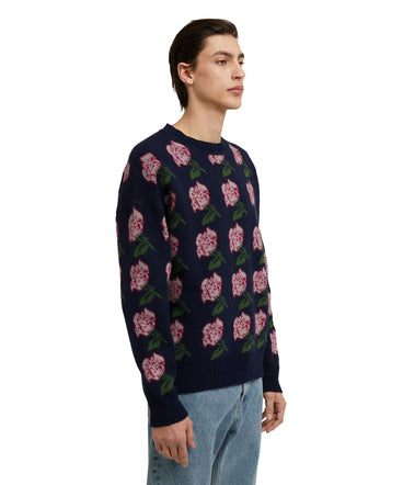 Crewneck sweater in  "MSGM Roses Wool blend Jacquard" fabric