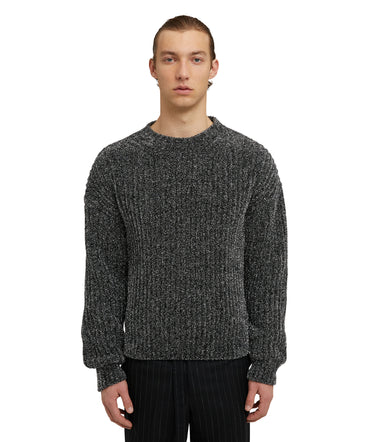 Crewneck sweater in metal blend fabric