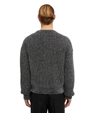 Crewneck sweater in metal blend fabric