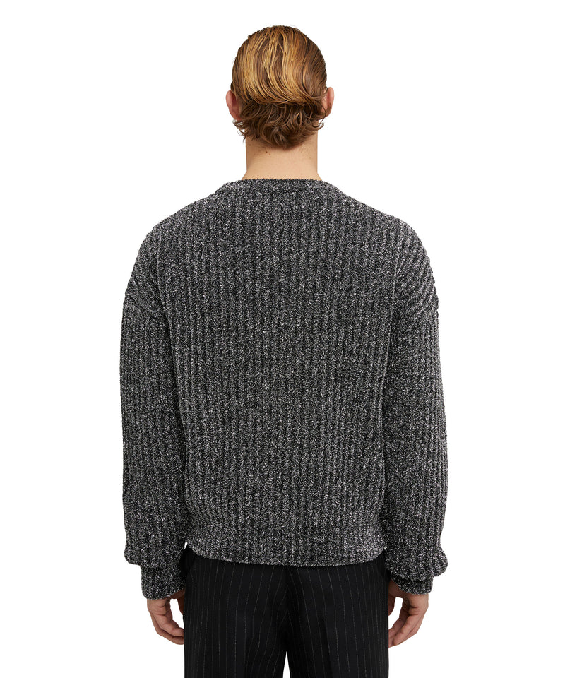 Crewneck sweater in metal blend fabric BLACK Men 