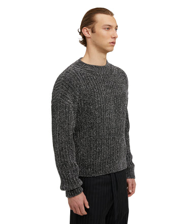Crewneck sweater in metal blend fabric