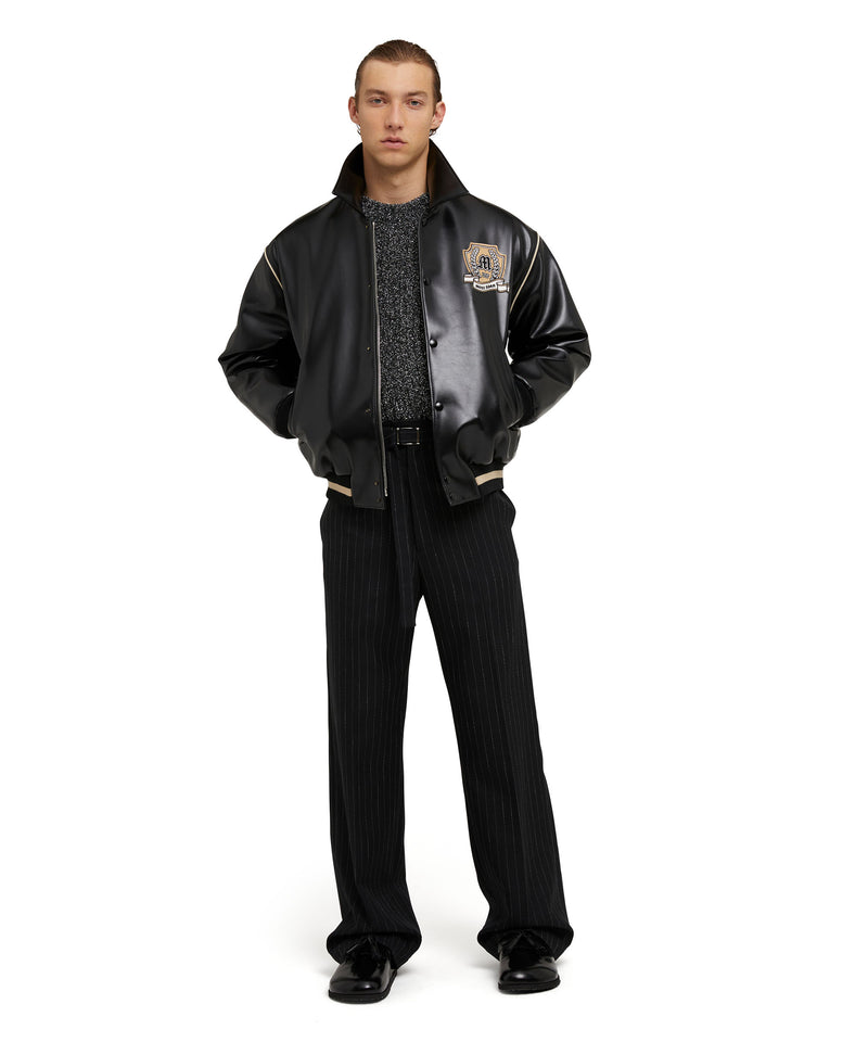 Crewneck sweater in metal blend fabric BLACK Men 