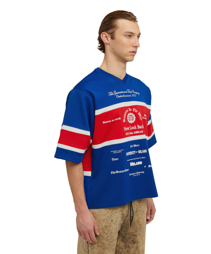 T-shirt with "Msgm Lithography and 77" writing ELECTRIC BLUE Men 