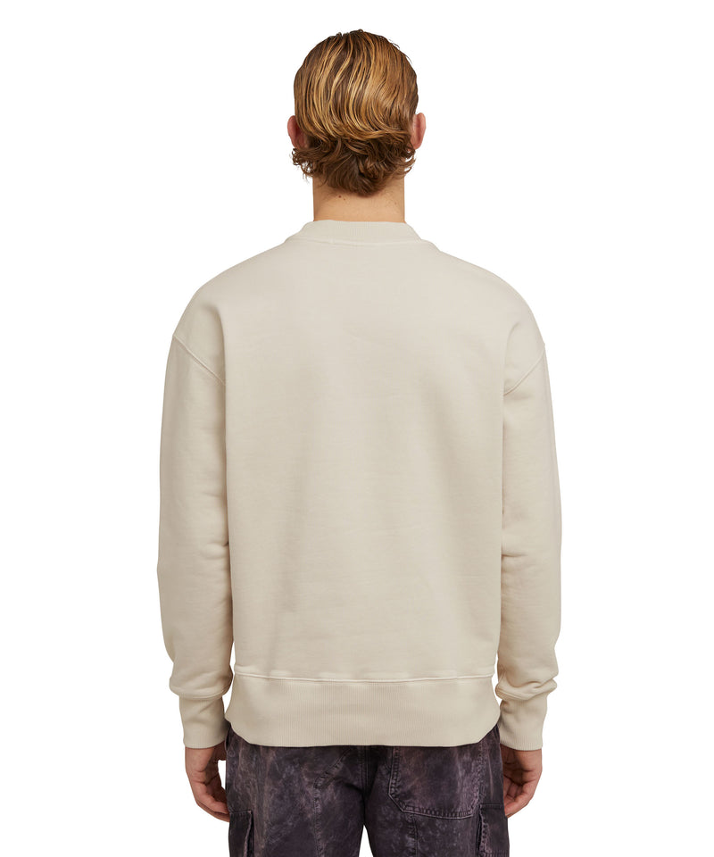 Cotton crewneck sweatshirt with embroidered MSGM micro logo NUDE Unisex 
