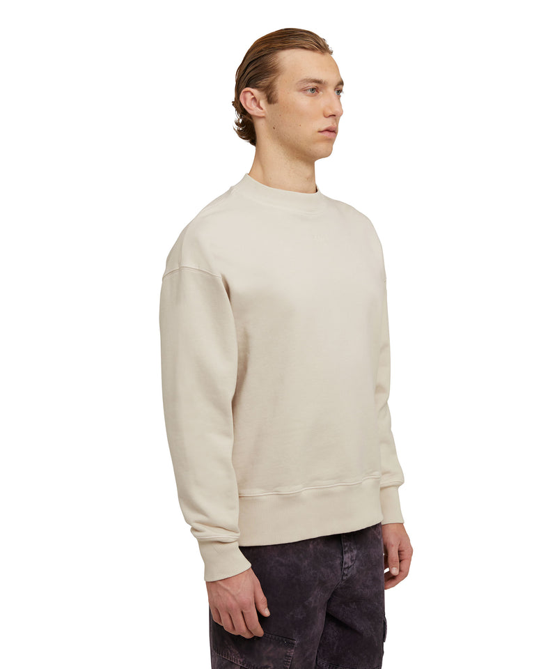 Cotton crewneck sweatshirt with embroidered MSGM micro logo NUDE Unisex 