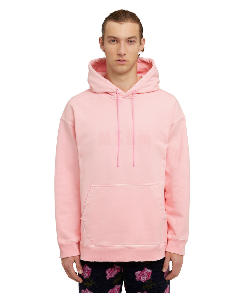 Cotton hooded sweatshirt with MSGM large logo print PINK Men 