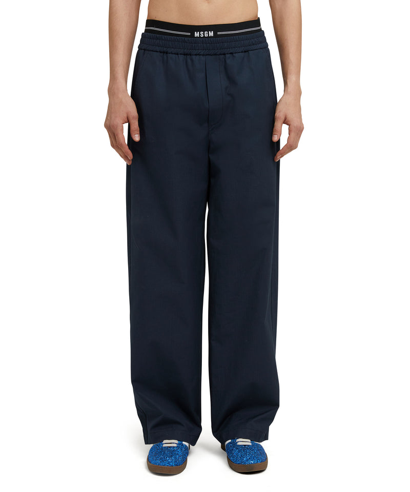 Double pleated trousers in "Recycled Cotton Ripstop" fabric WHITE/BLUE Men 