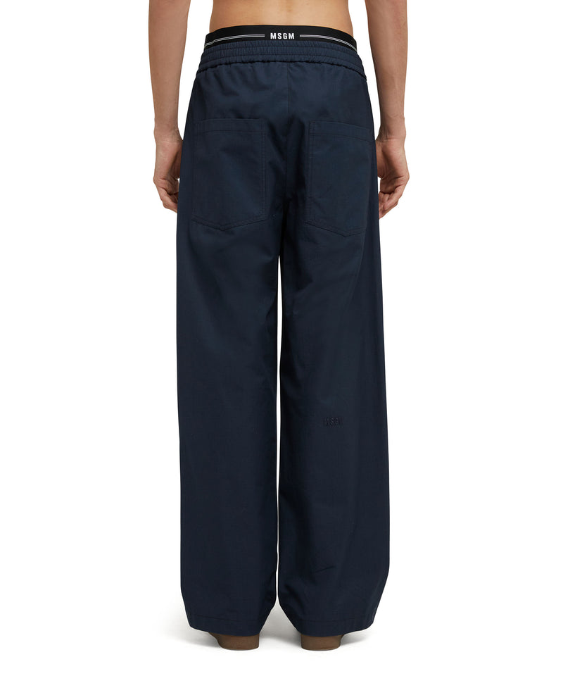 Double pleated trousers in "Recycled Cotton Ripstop" fabric WHITE/BLUE Men 