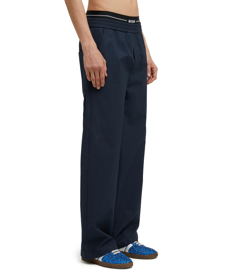 Double pleated trousers in "Recycled Cotton Ripstop" fabric WHITE/BLUE Men 