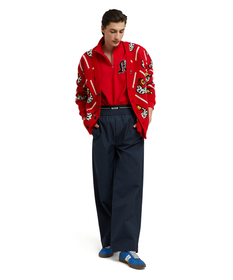 Double pleated trousers in "Recycled Cotton Ripstop" fabric WHITE/BLUE Men 