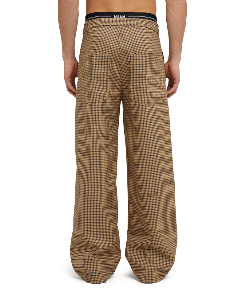 Double pleated wool trousers with "Micro Check Wool" motif CAMEL BEIGE Men 