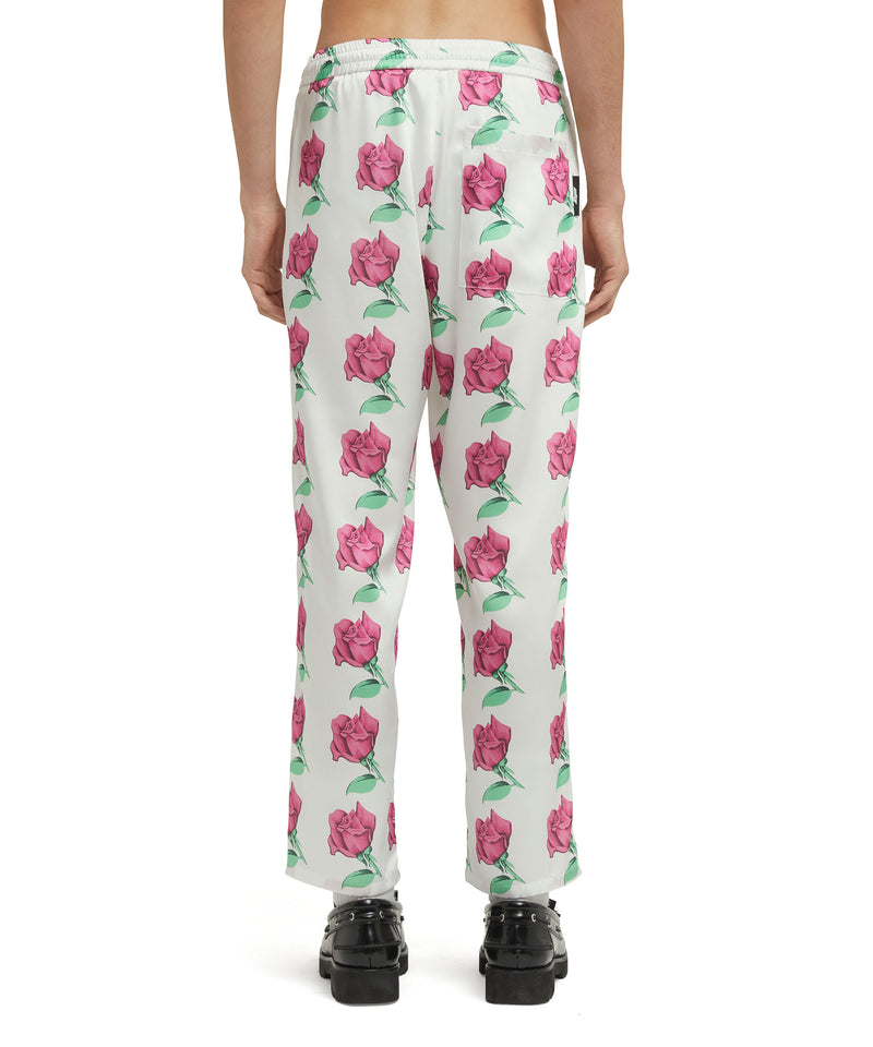 Trousers with "Emblem on Roses printed satin" print WHITE Men 