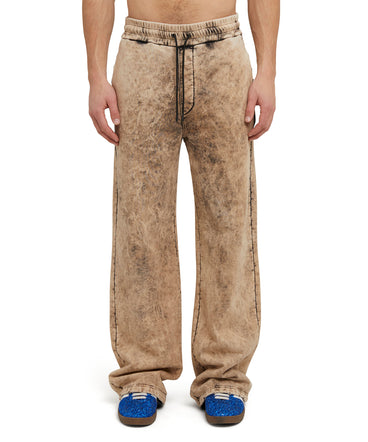 Trousers with marbled effect