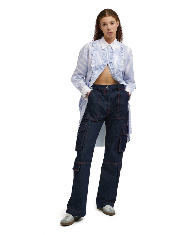 Poplin cotton chemisier shirt dress BLUE Women 