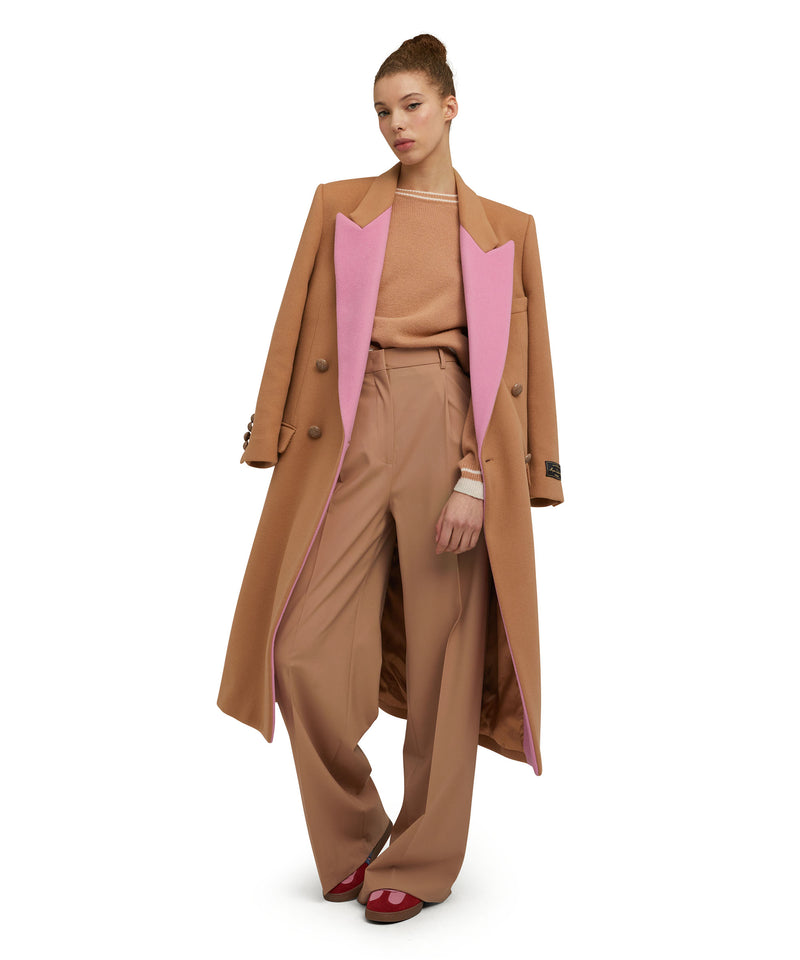 Virgin wool double-breasted coat "Wool Felt" BEIGE Women 