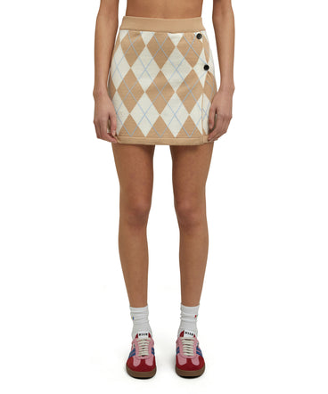 Virgin wool mini skirt with "Argyle" motif