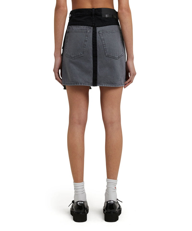 Mini skirt in "Black Denim with Stitches" BLACK Women 