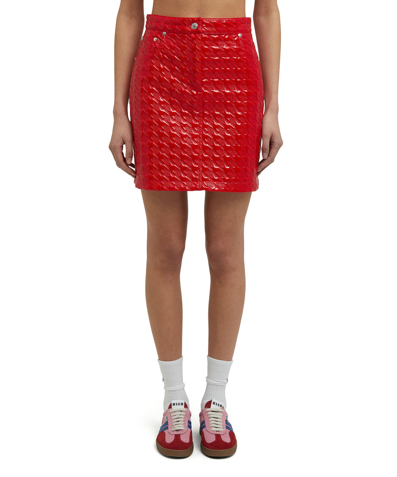 Mini skirt with "Embossed Pied de Poule Vinyl" print RED Women 