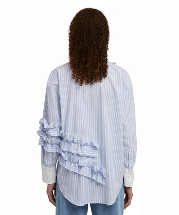 Poplin cotton shirt with ruffles