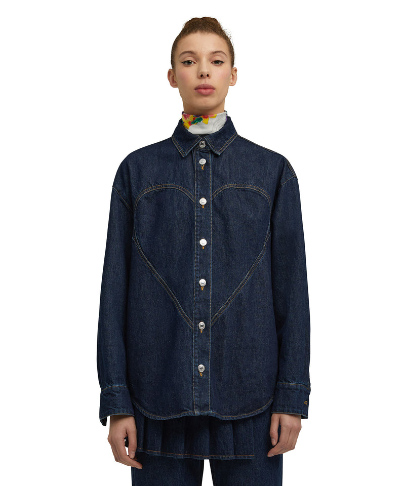Shirt in "Blue Denim with stitches" fabric WHITE/BLUE Women 