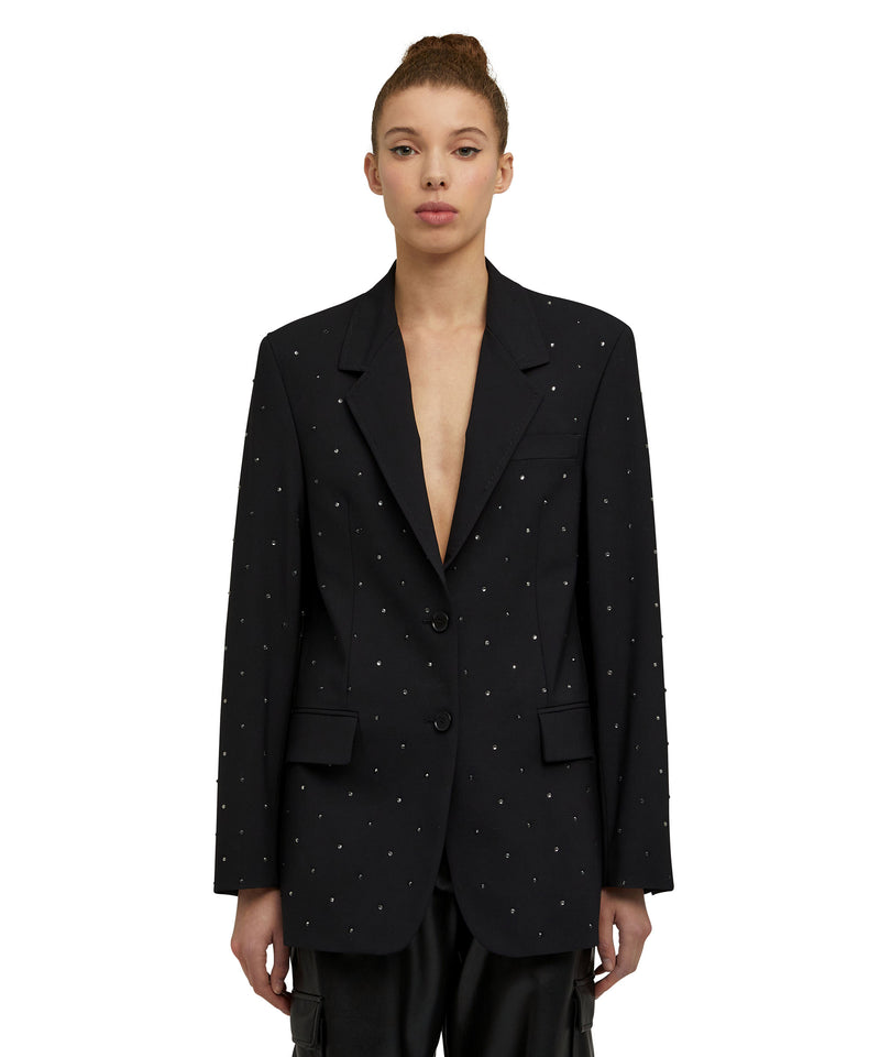 Virgin wool jacket "Wool Suiting" with applied jewels BLACK Women 