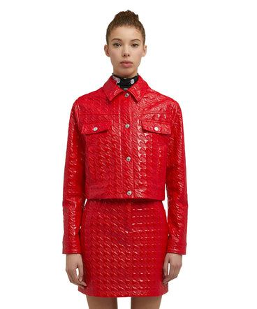 Jacket with "Embossed Houndstooth Check Vinyl"