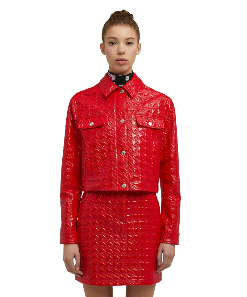 Jacket with "Embossed Houndstooth Check Vinyl" RED Women 