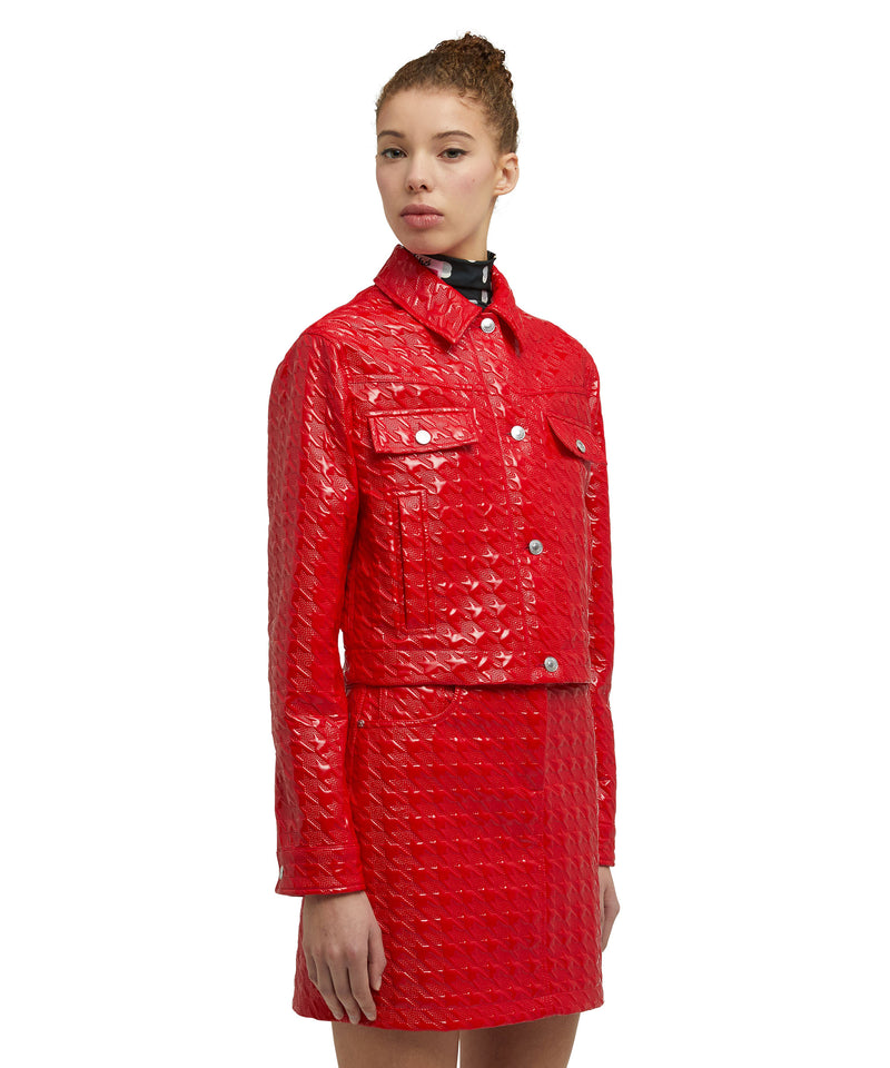 Jacket with "Embossed Houndstooth Check Vinyl" RED Women 