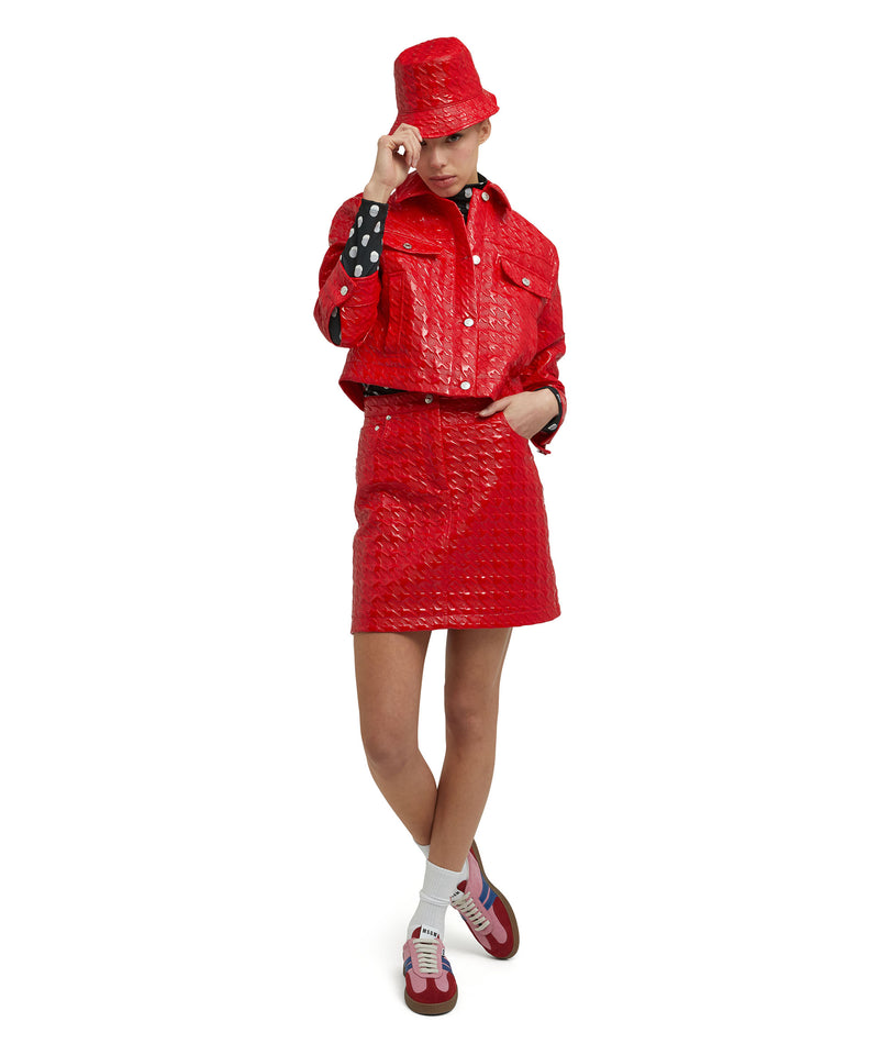 Jacket with "Embossed Houndstooth Check Vinyl" RED Women 