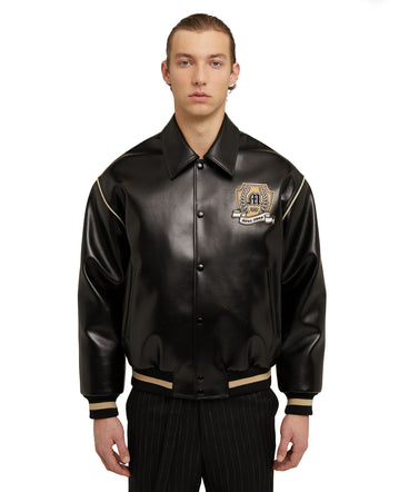 Faux leather bomber jacket  "Compact Eco Leather" fabric