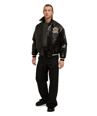 Faux leather bomber jacket  "Compact Eco Leather" fabric