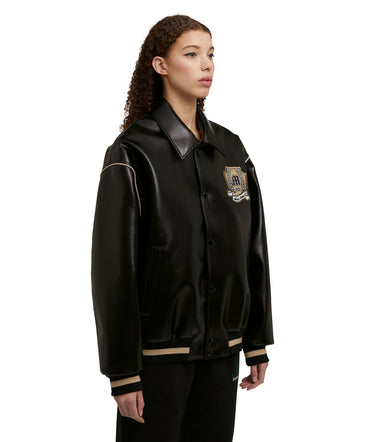 Faux leather bomber jacket  "Compact Eco Leather" fabric