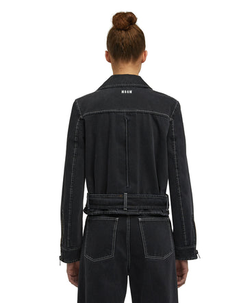 "Black Denim with Stitches" Biker jacket