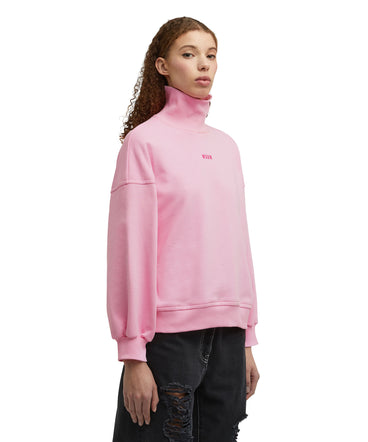 Solid color cotton turtleneck sweatshirt with mini MSGM logo